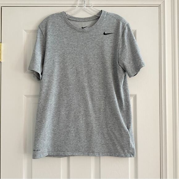 Nike Dri Fit Athletic Cut Crew Neck Tee T Shirt Gray Logo Lightweight Men Medium - Picture 8 of 13